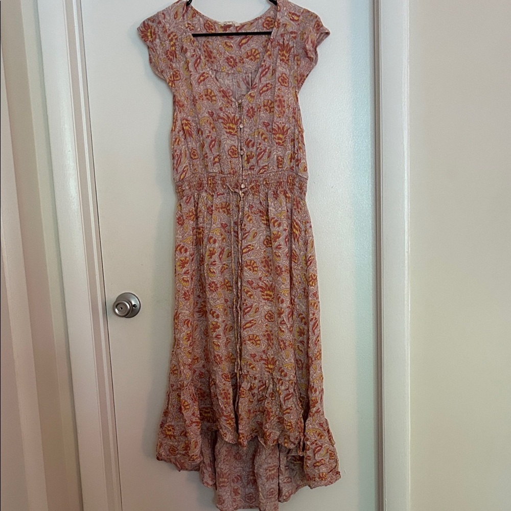 Lucky Brand High-Low Dress in Pink and Orange Floral
